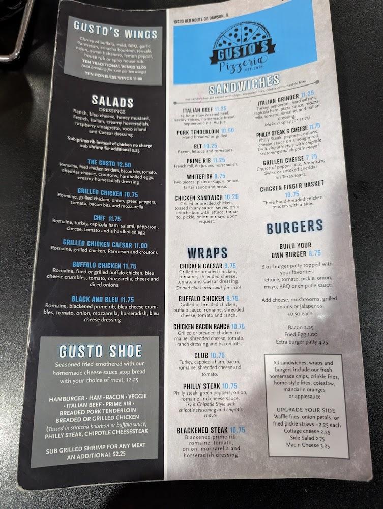 Gusto's Family Pizzeria Menu image 1